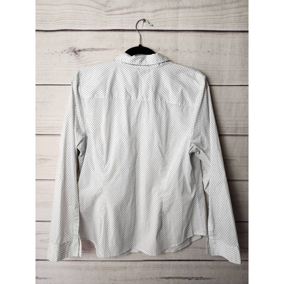 Apt 9 Essentials Womens Button Down Shirt Off White Black Dots Long Sleeve 16 - Picture 2 of 6